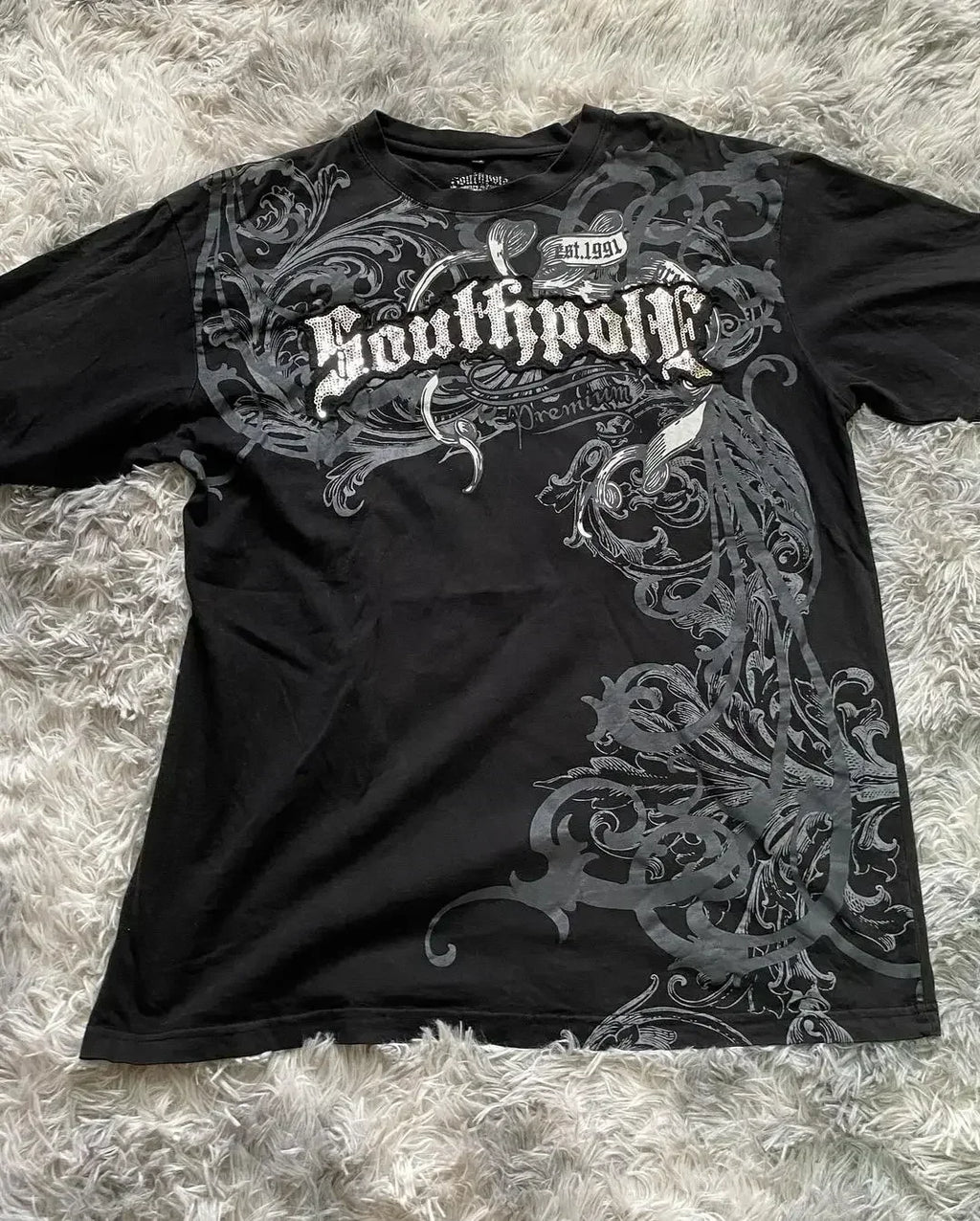 Harvester Skull Wings Cross Tee — Gothic Vintage Streetwear