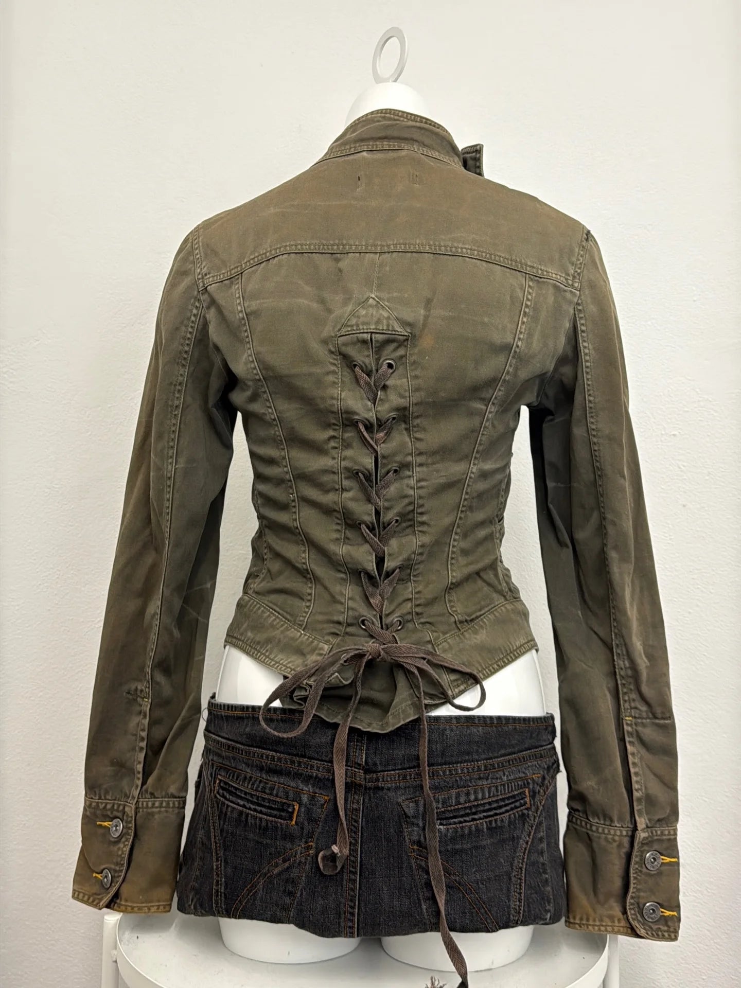 Lace-Up Corset Denim Jacket — Vintage Gothic Streetwear Y2K