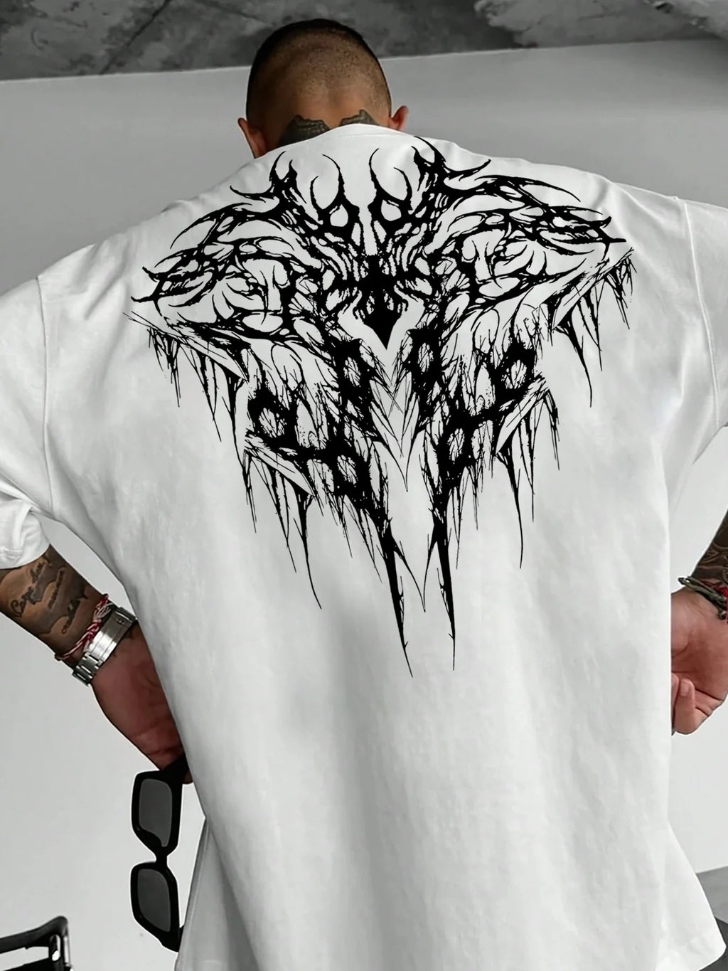 Gothic Geometric Print Tee — 100% Cotton Street Style
