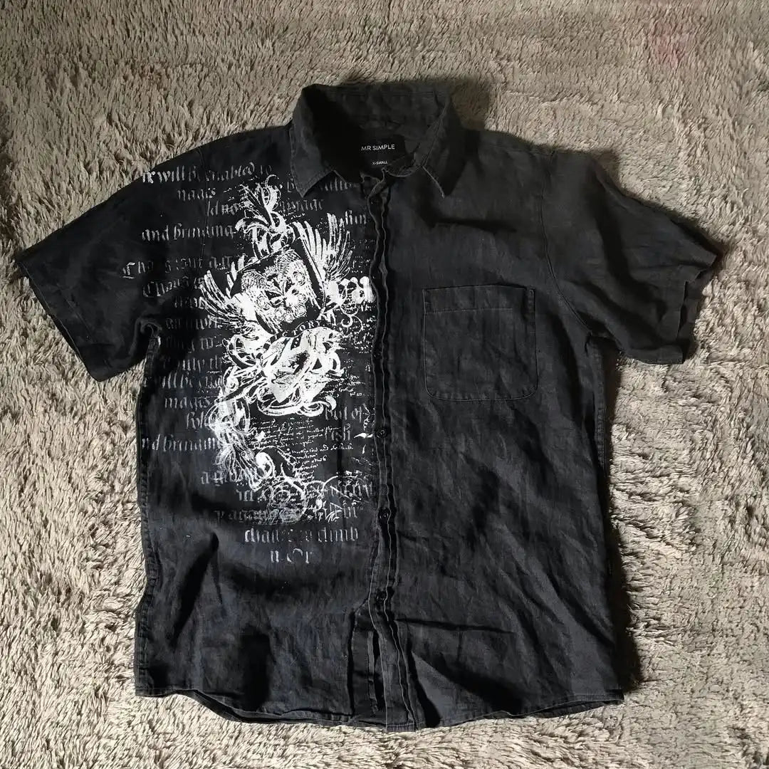 Y2K Skull Letter Print Shirt Tee — Gothic Harajuku Streetwear