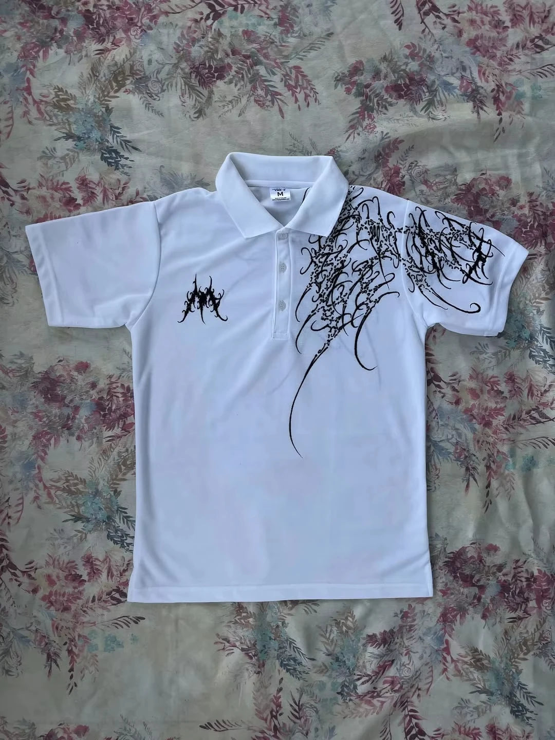 Rock Goth Oversized Polo — Y2K Hip Hop Button-Down
