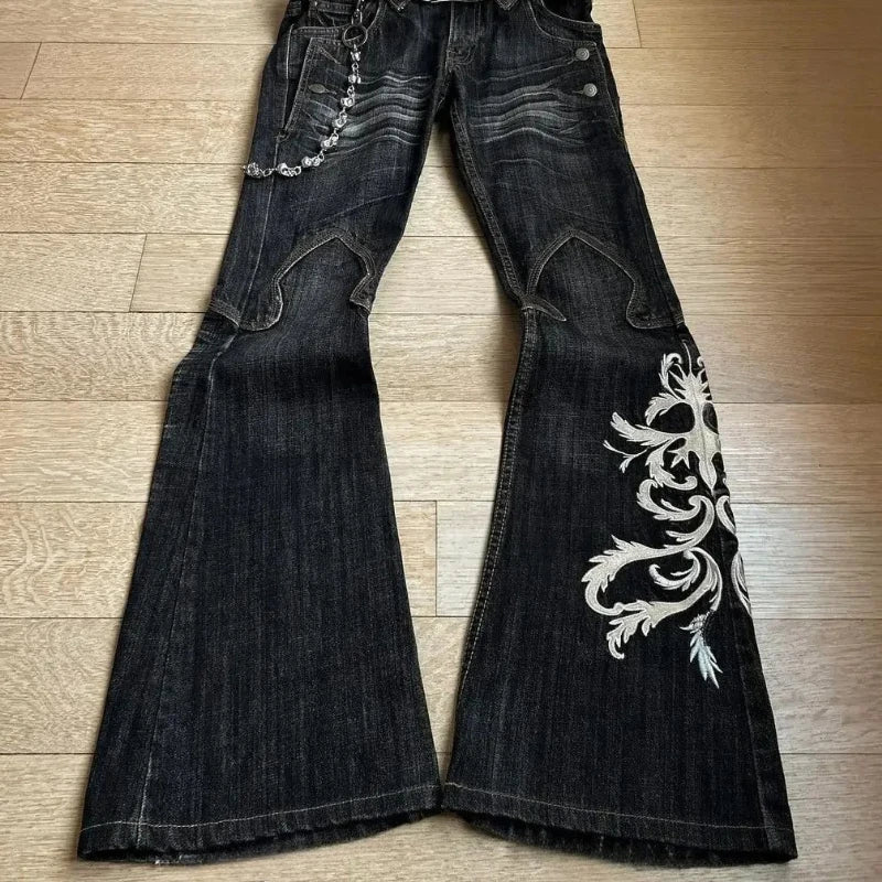 Y2K Micro Flare Wide Jeans — Harajuku Rock Punk High Waist