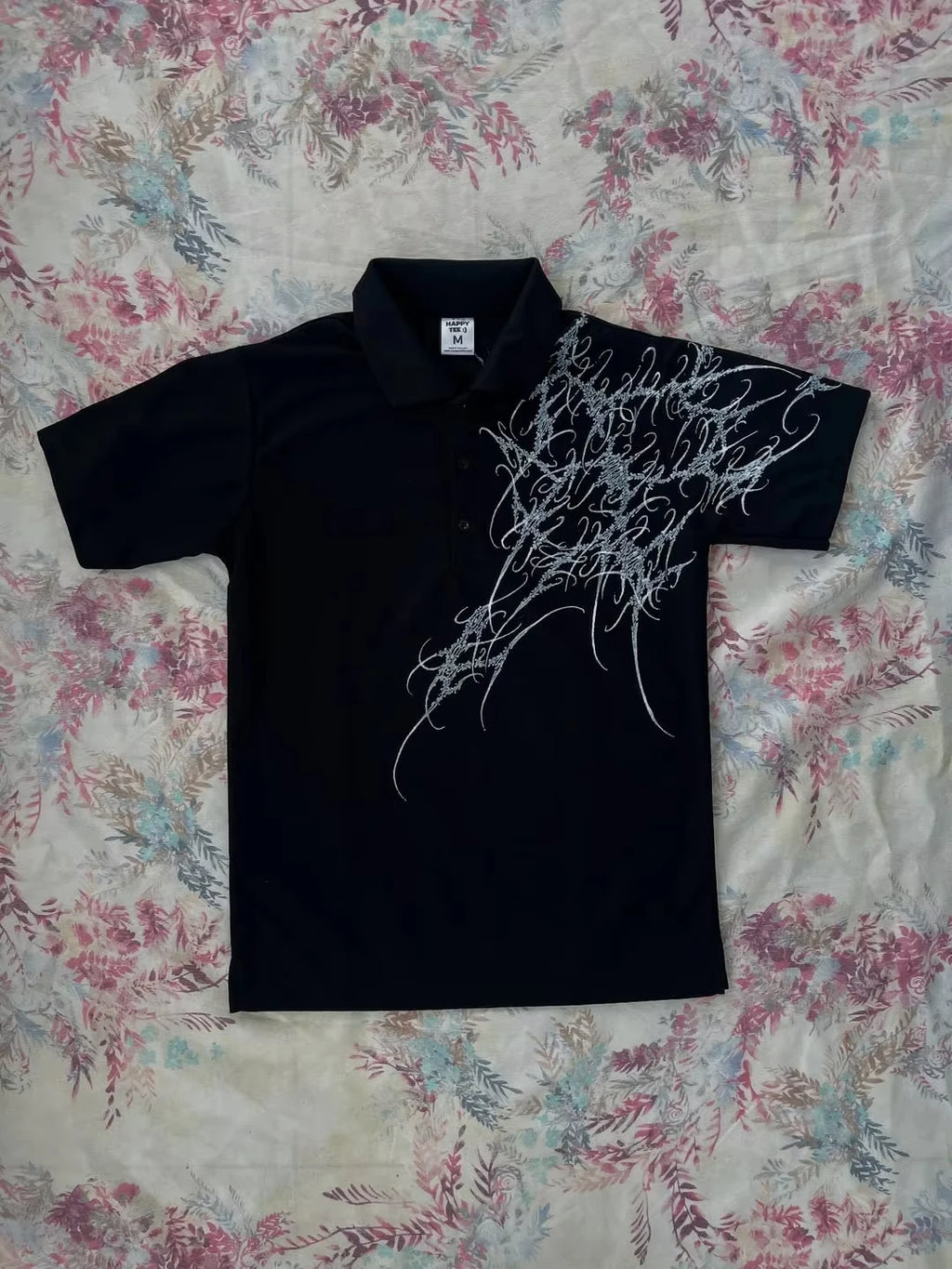 Rock Goth Oversized Polo — Y2K Hip Hop Button-Down