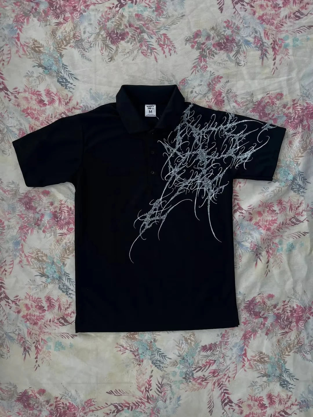 Rock Goth Oversized Polo — Y2K Hip Hop Button-Down