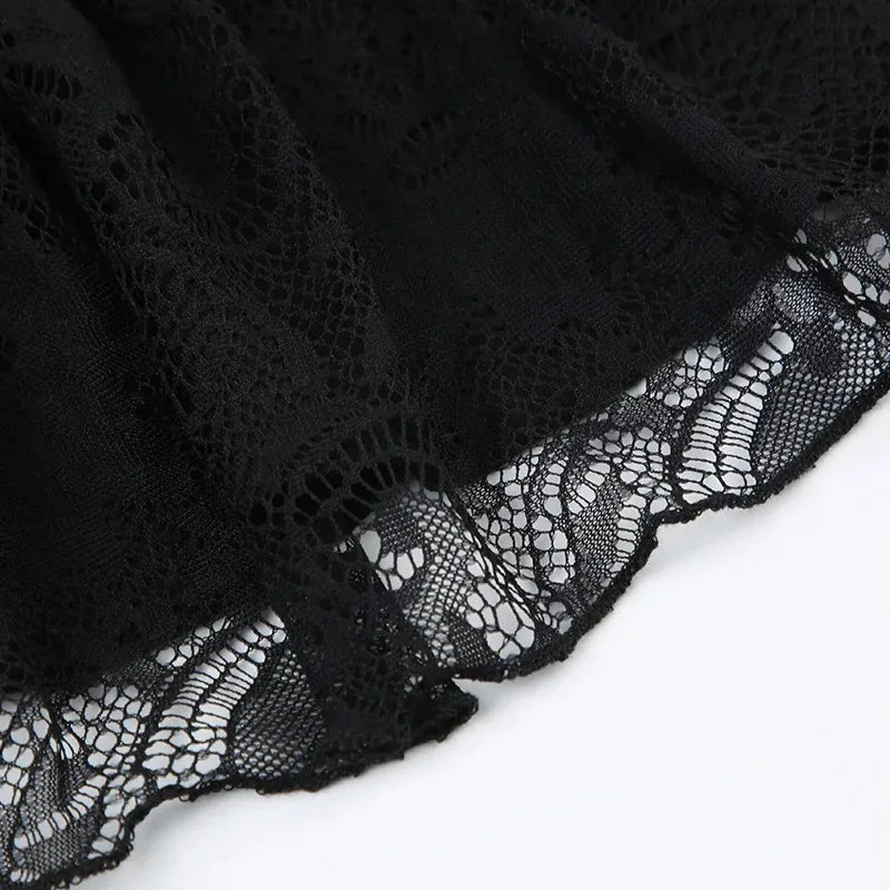 Lace Trim Bow Mini Skirt — Y2K Goth