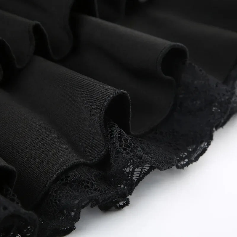 Lace Trim Bow Mini Skirt — Y2K Goth