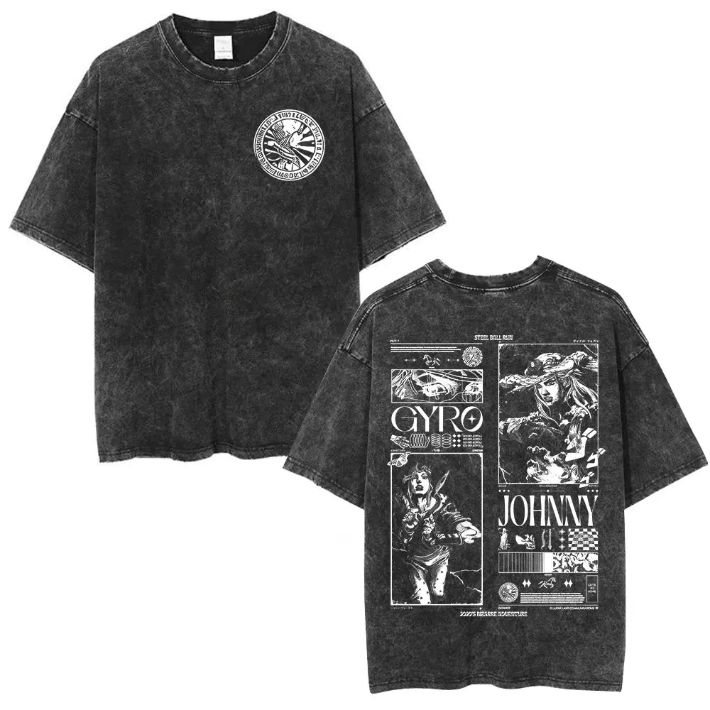 JoJo's Bizarre Adventure — Jotaro, Kira & Steel Ball Run Acid Washed Tee