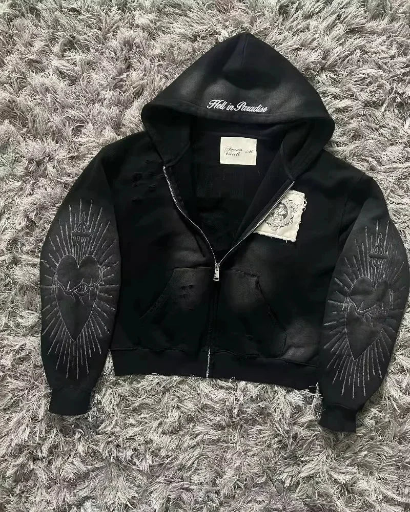 Skull Print Oversized Hoodie — Y2K Harajuku Hip Hop