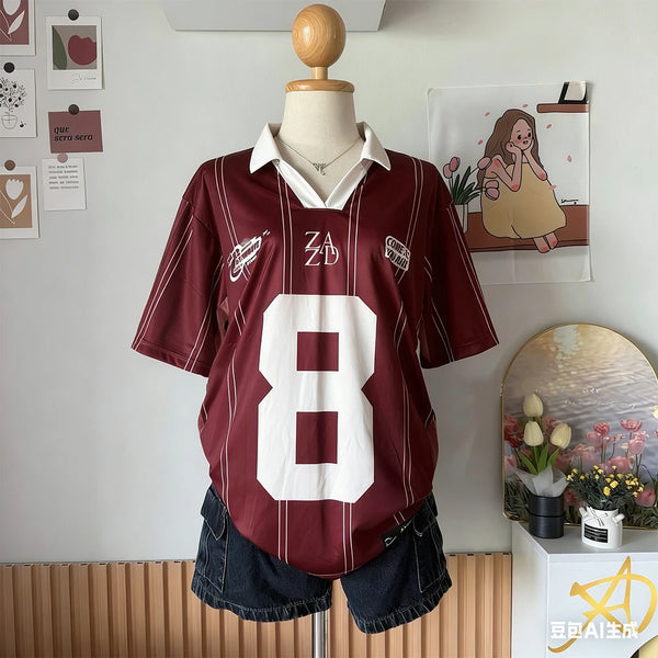 No.8 Oversized Letter Polo — Y2K Street Jersey