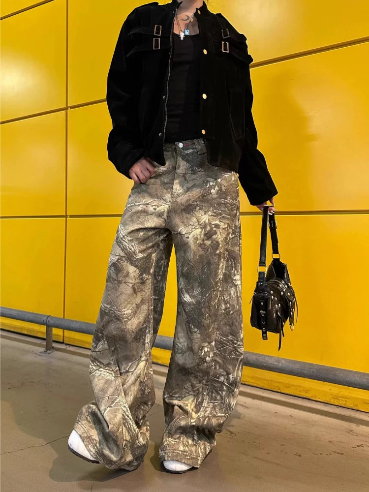 Letter Embroidery Boyfriend Jeans — Deeptown Y2K
