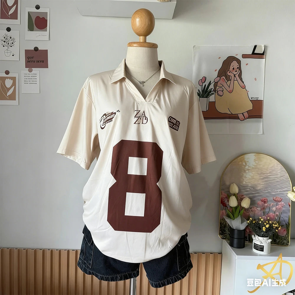 No.8 Oversized Letter Polo — Y2K Street Jersey