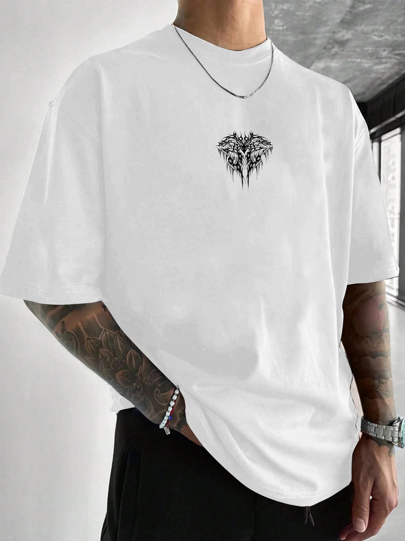 Gothic Geometric Print Tee — 100% Cotton Street Style