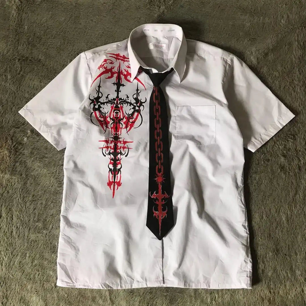 Y2K Skull Letter Print Shirt Tee — Gothic Harajuku Streetwear