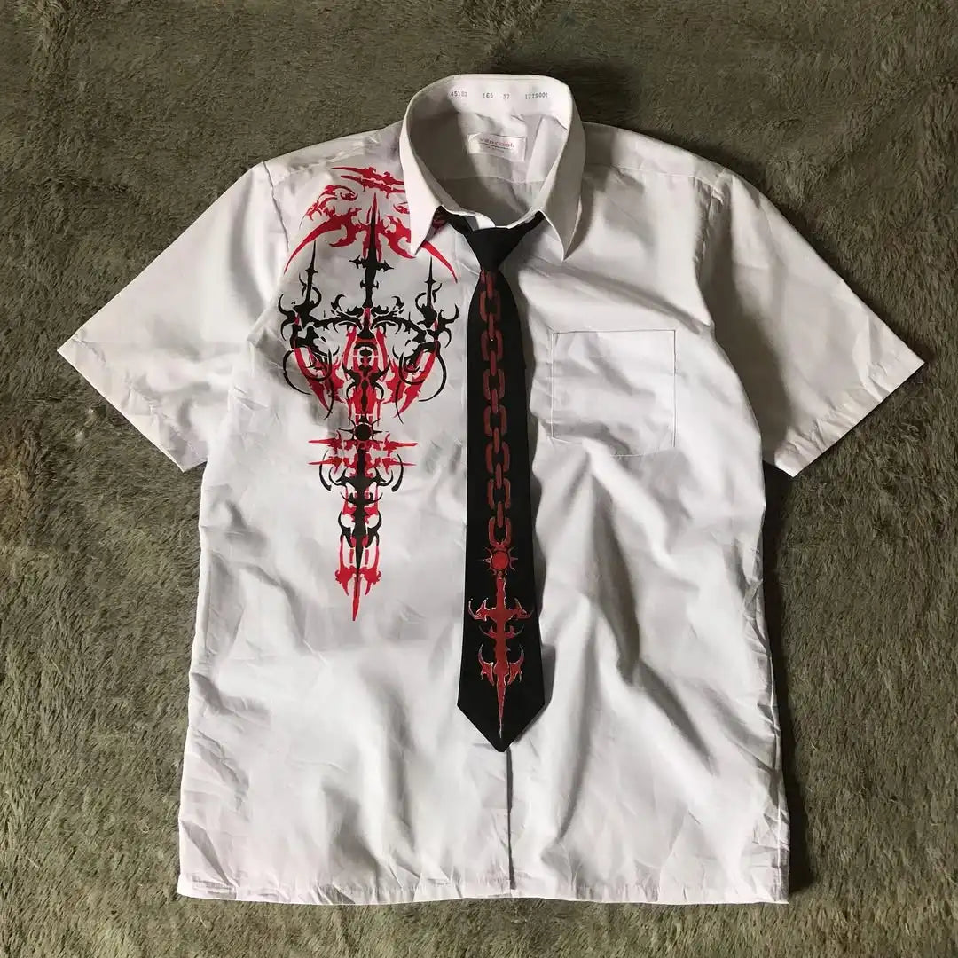 Y2K Skull Letter Print Shirt Tee — Gothic Harajuku Streetwear