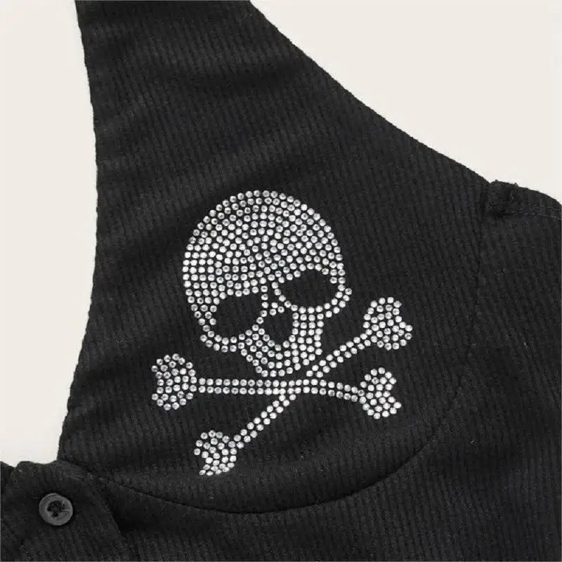 Punk Rhinestone Skull Crop Tank — Summer Gothic Camisole