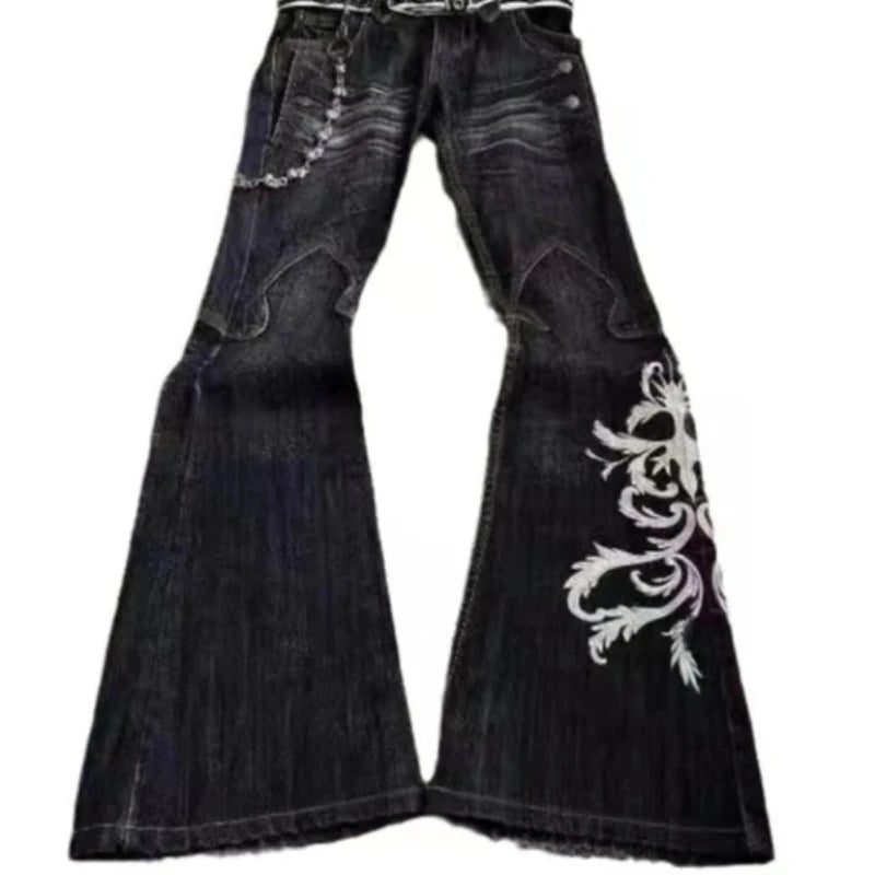 Y2K Micro Flare Wide Jeans — Harajuku Rock Punk High Waist