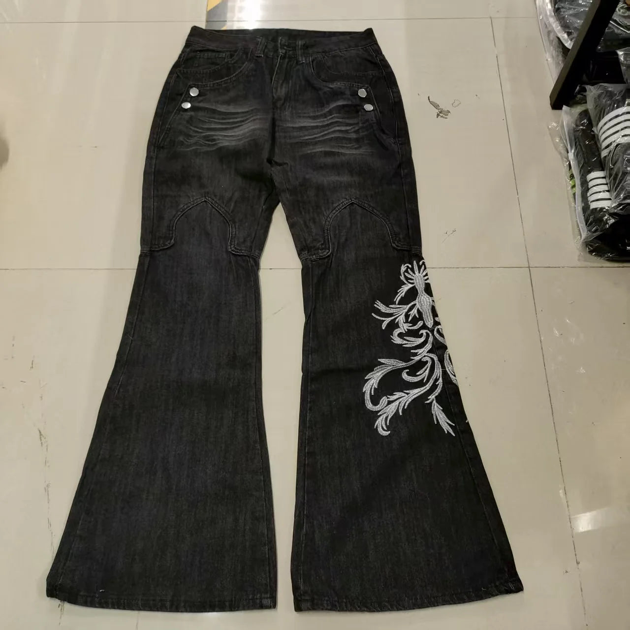 Y2K Micro Flare Wide Jeans — Harajuku Rock Punk High Waist