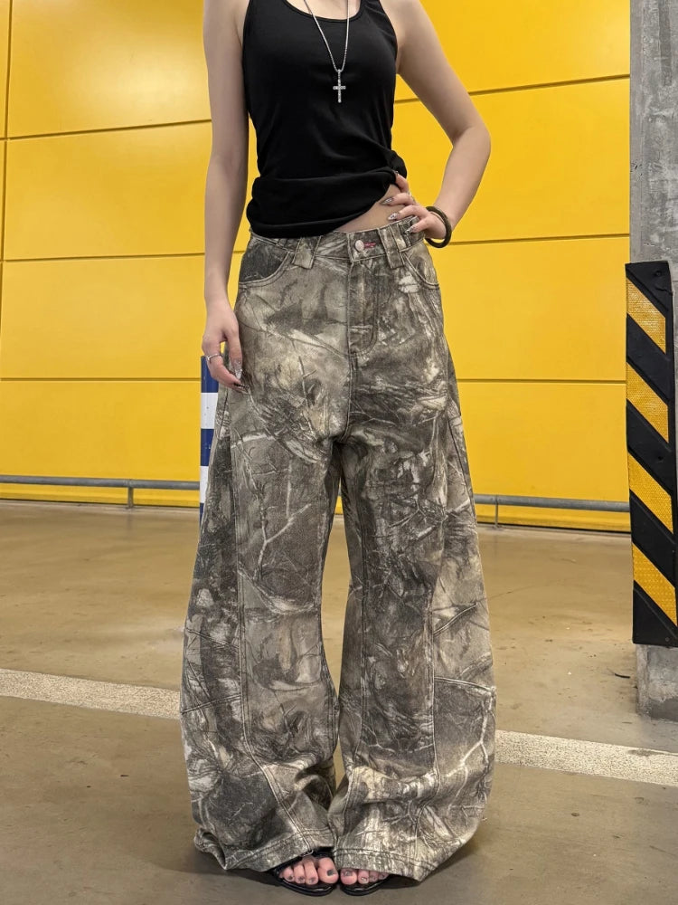 Letter Embroidery Boyfriend Jeans — Deeptown Y2K