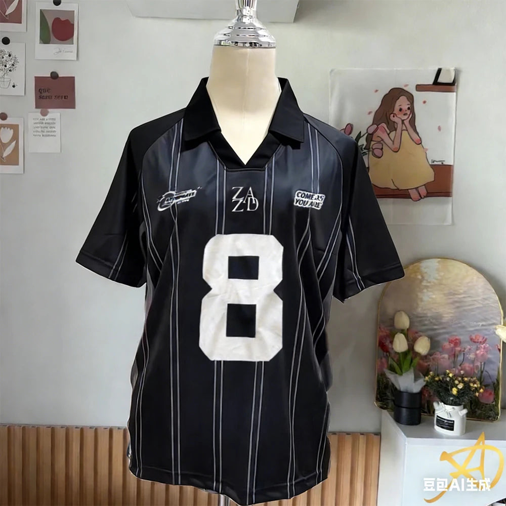 No.8 Oversized Letter Polo — Y2K Street Jersey