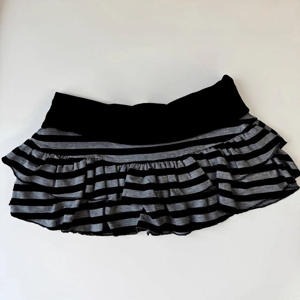 Striped Color Block Mini Skirt — Y2K A-Line