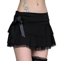 Lace Trim Bow Mini Skirt — Y2K Goth