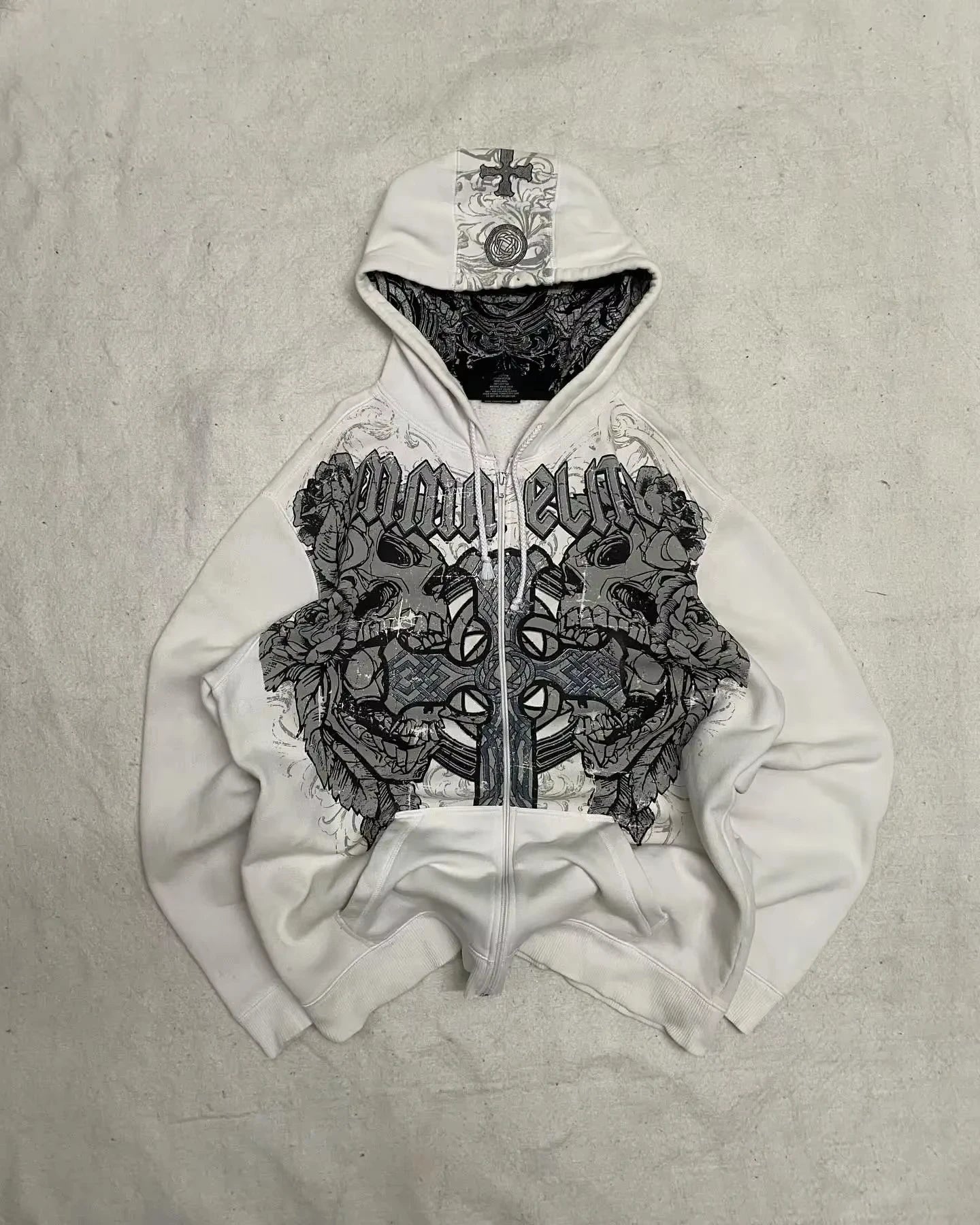 Skull Print Oversized Hoodie — Y2K Harajuku Hip Hop