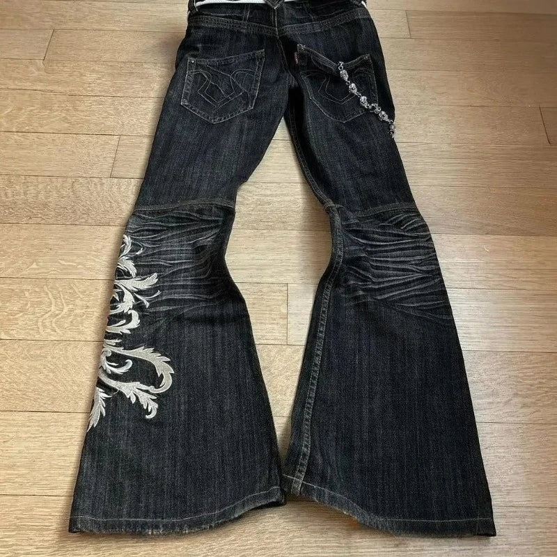 Y2K Micro Flare Wide Jeans — Harajuku Rock Punk High Waist