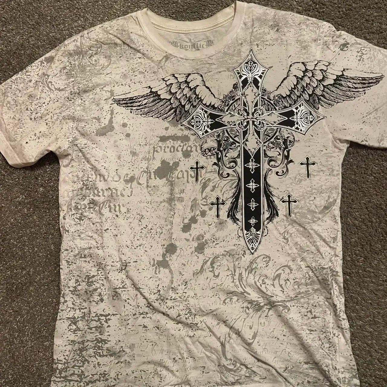 Harvester Skull Wings Cross Tee — Gothic Vintage Streetwear