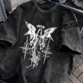 Gothic Dark Washed Oversized Tee — Y2K Unisex Streetwear