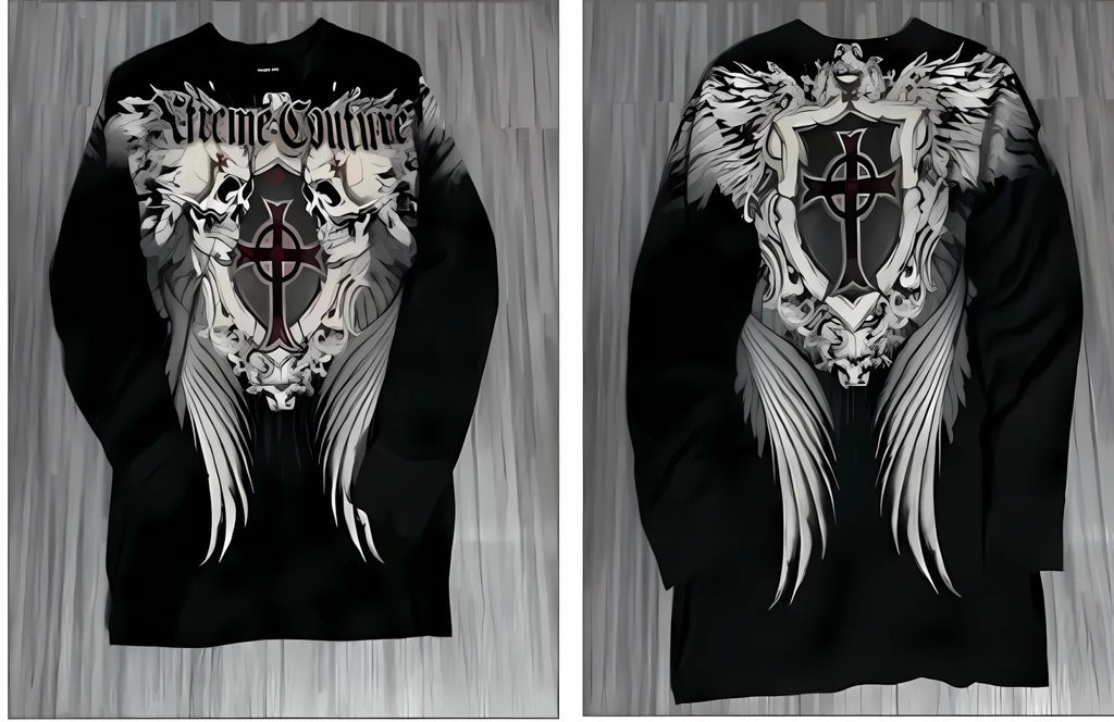 Gothic Skull Letter Tee — European Streetwear Long Sleeve