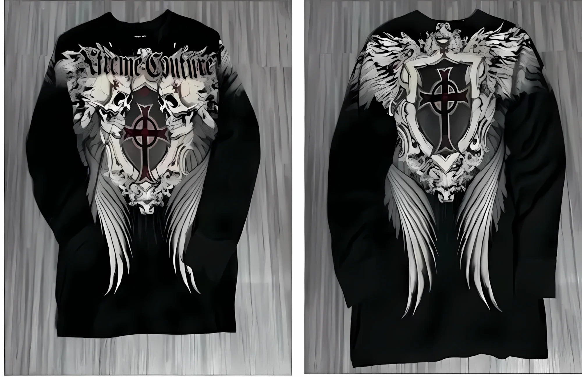 Gothic Skull Letter Tee — European Streetwear Long Sleeve