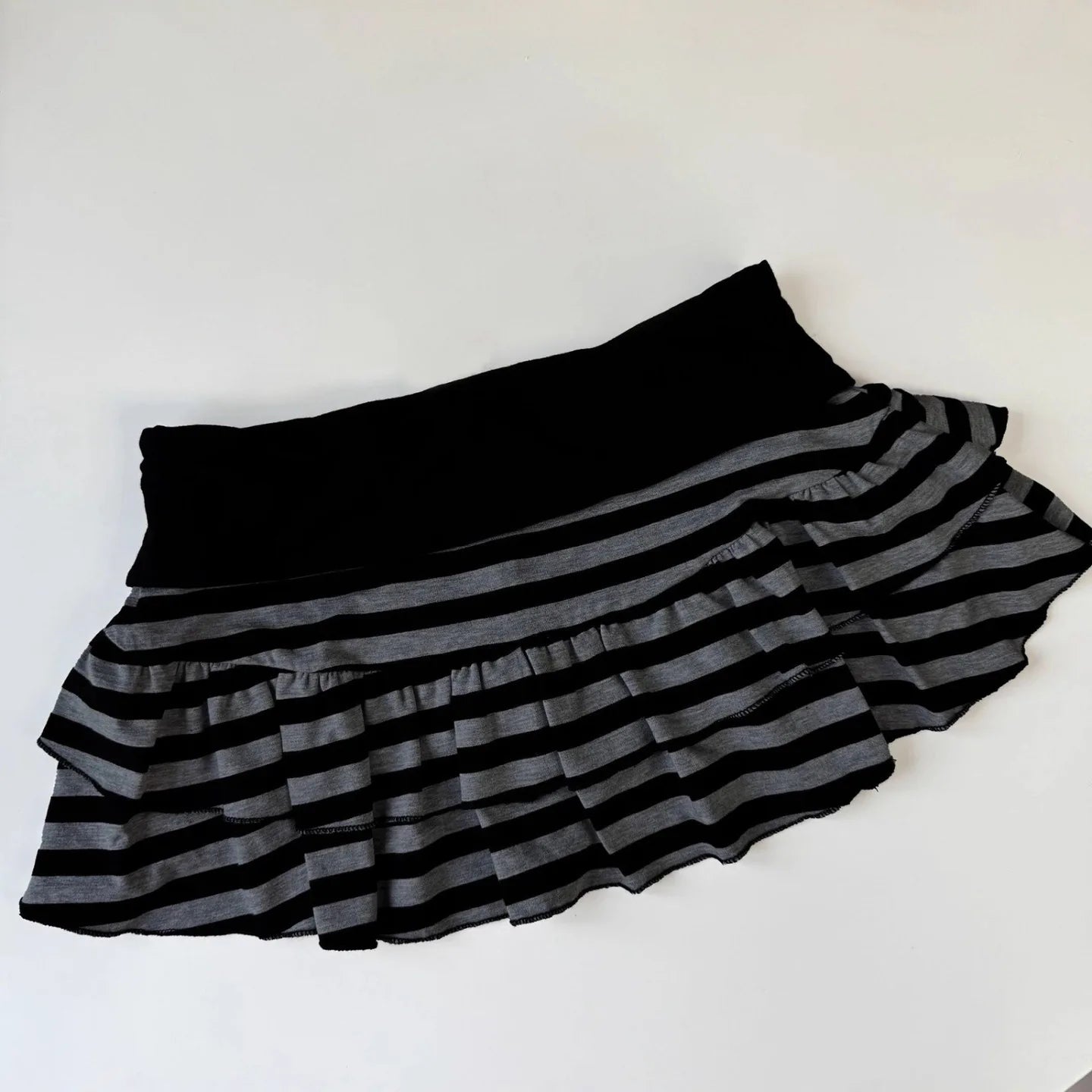 Striped Color Block Mini Skirt — Y2K A-Line