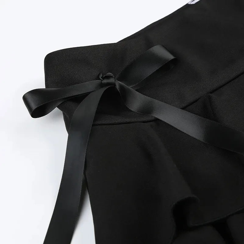 Lace Trim Bow Mini Skirt — Y2K Goth